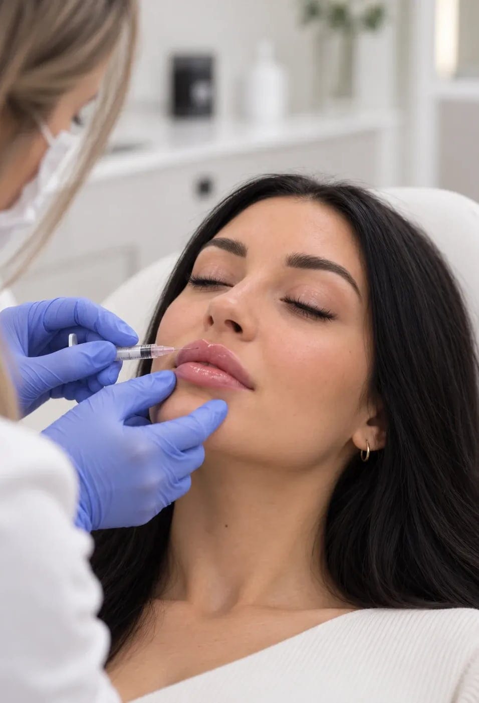 Een behandelaar van Clinic Noord zet een lipfiller